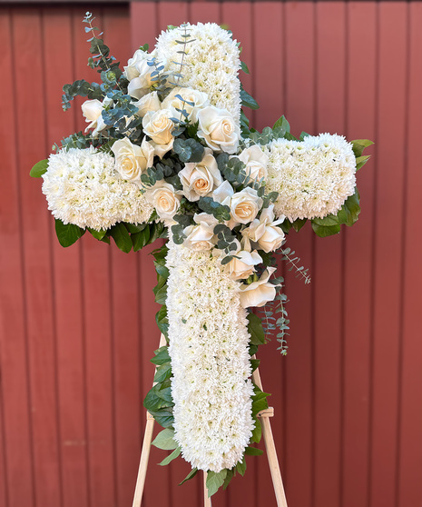 Heaven's Embrace - Elegant White Funeral Cross